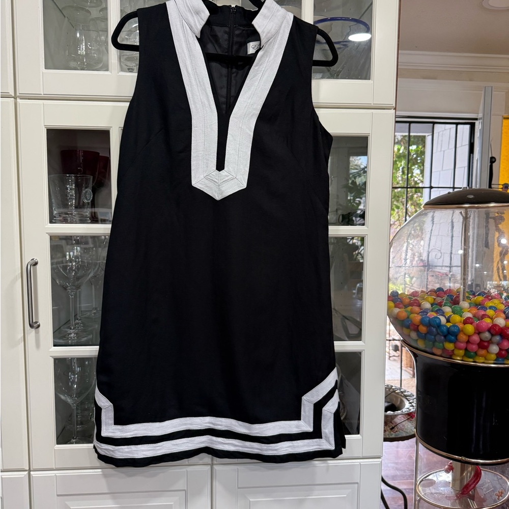 Eliza J Black and White Geometric Mini Dress